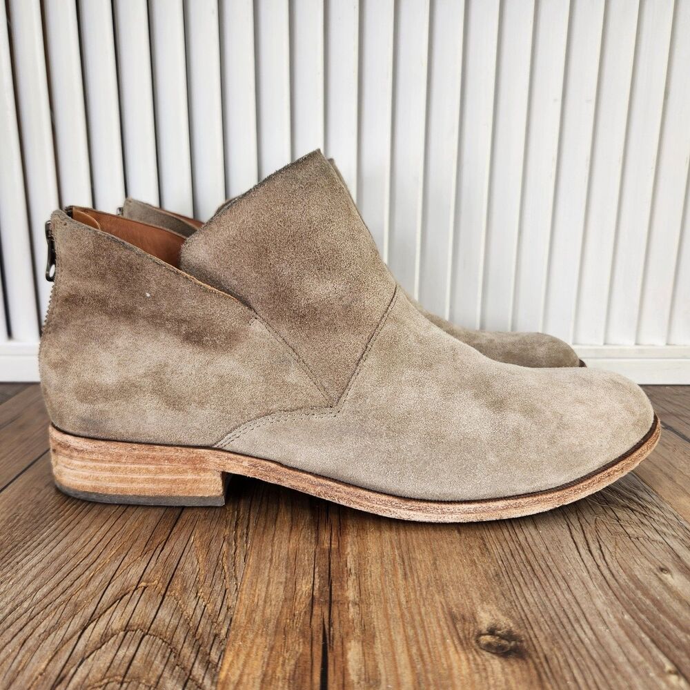 Kork-Ease Ryder Ankle Boots Womens Sz 10 M Brown Suede Tulip Booties Heel Zipper